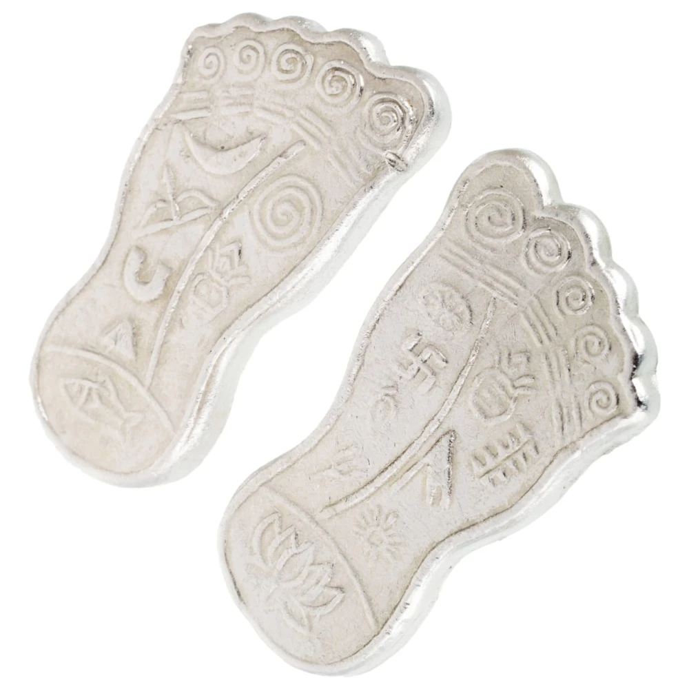 Mercury Goddess Laxmiji Charan Paduka Set (5 x 3 x 0.5 CM, Silver)