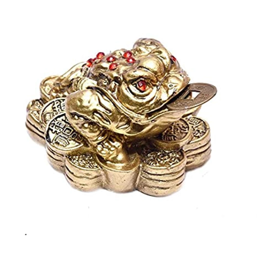Golden Vastu FengShui Frog -B Figurine For Prosperity (6.5cm x 7cm x 5cm) Gold.