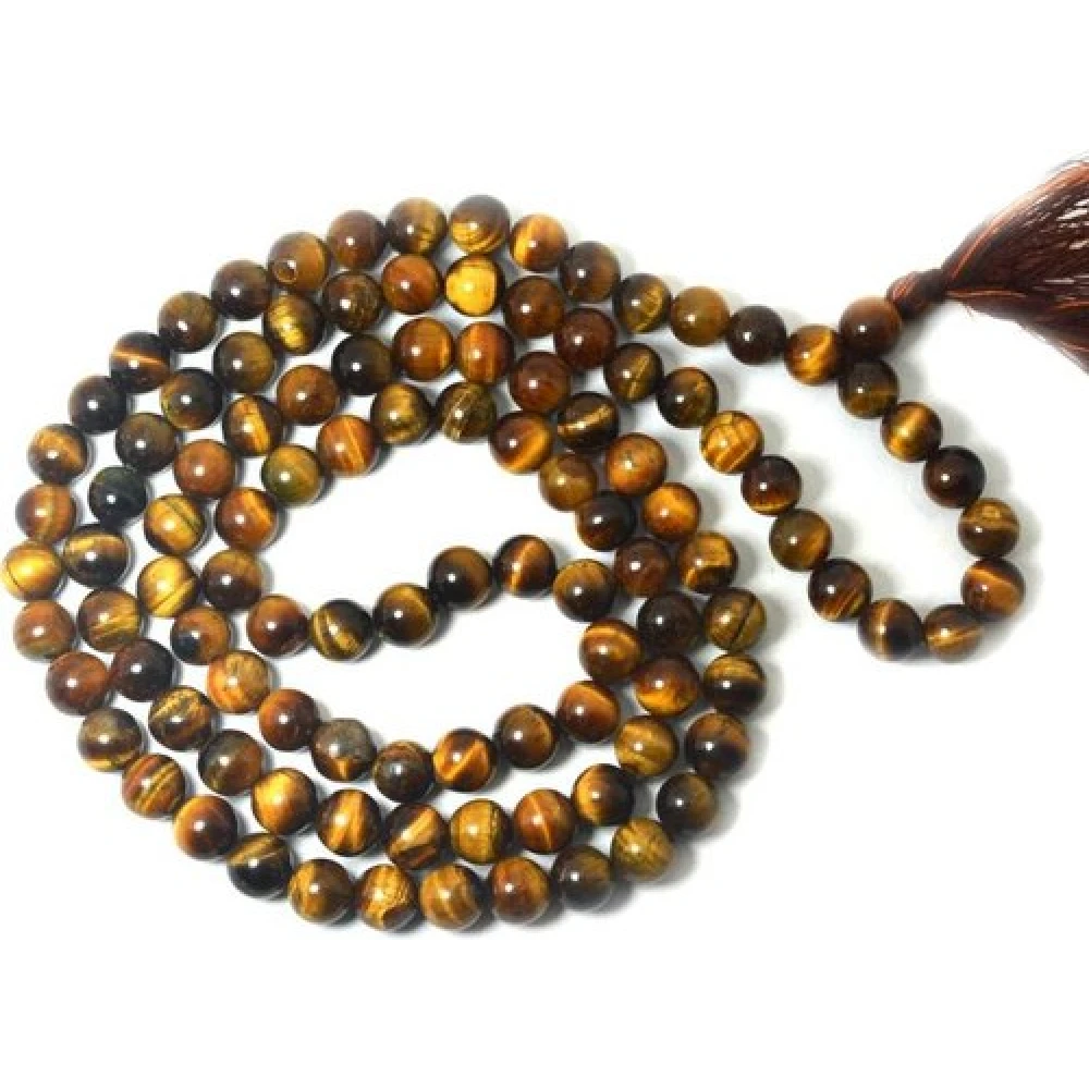 Natural Quartz Tiger Eye Stone 6 MM Prayer Rosary 108+1 Beads.