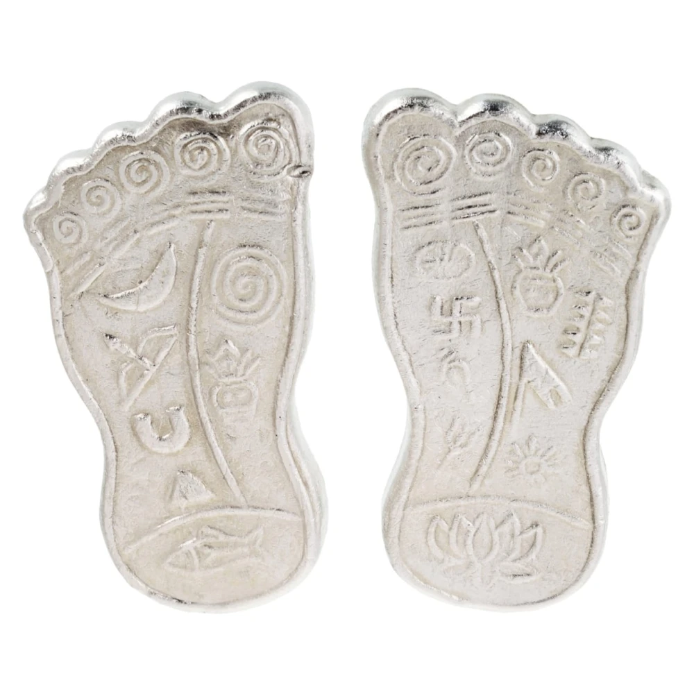 Mercury Goddess Laxmiji Charan Paduka Set (5 x 3 x 0.5 CM, Silver)