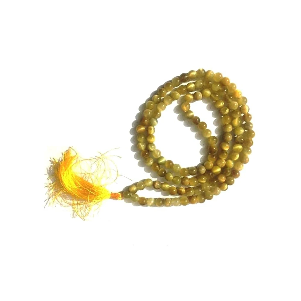 Natural Quartz Cats Eye Stone Prayer Rosary 108+1 Beads Jap Mala.