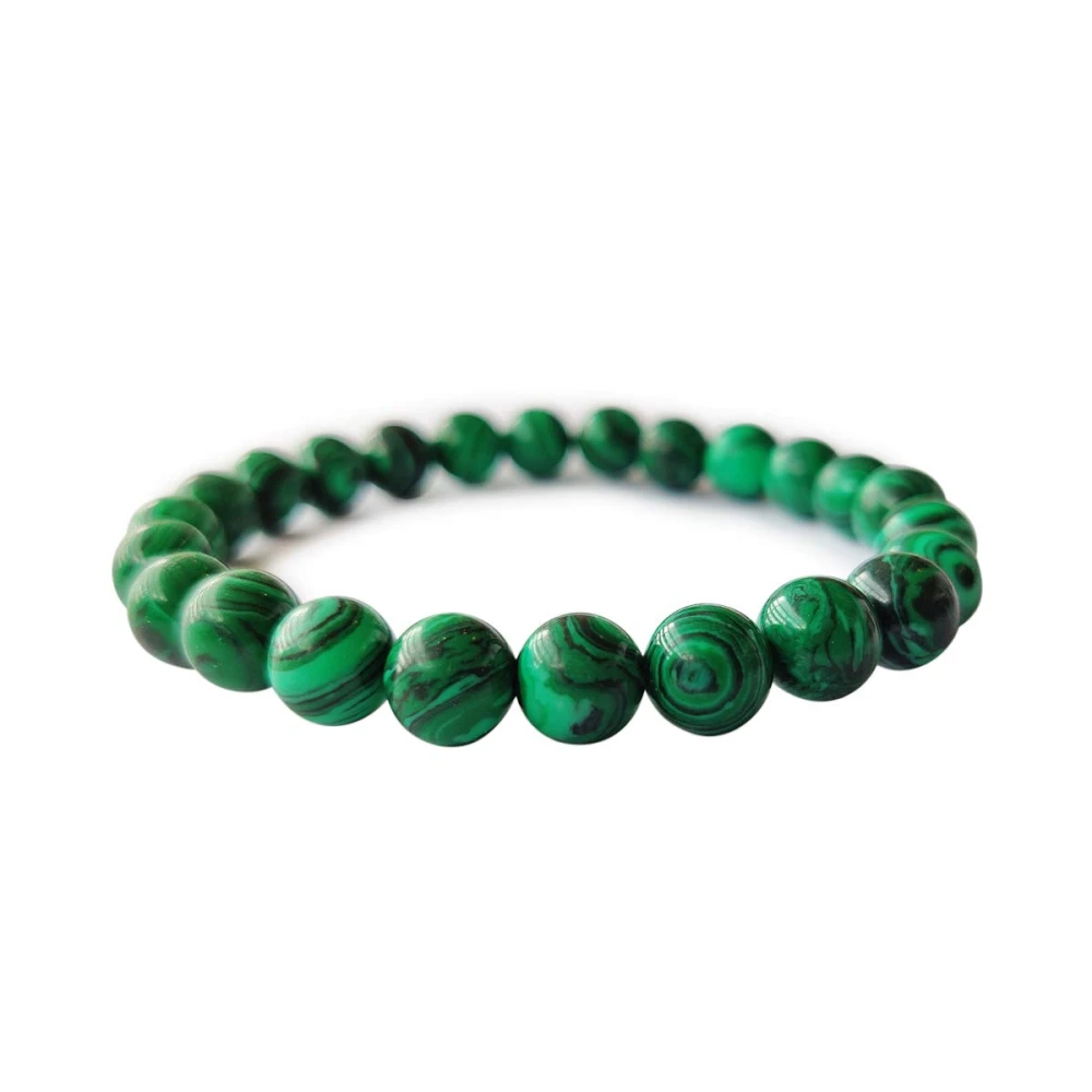 Natural Quartz MalaChite Stone Stretchable Bracelet With Certificate.
