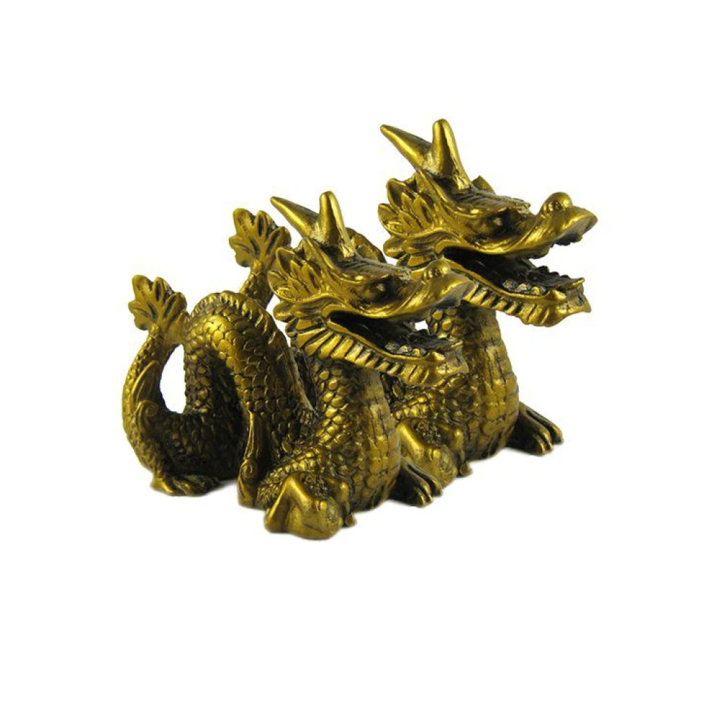 Feng Shui Dragon Pair Power,Strength And Good Luck /Showpiece (10 x 9 x 8cm golden.