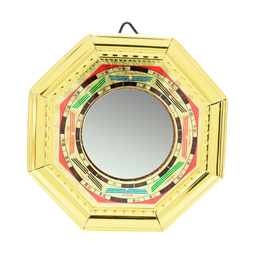 FengShui Multicolor Bagua Mirror-B For Positive  Energy For wall / door decor protection (10 x 10 x 1.5,Blue+ Golden).