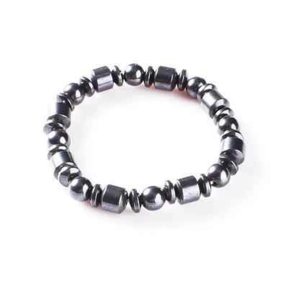 Natural Magnet Silver Colour Stretchable Bracelet For Unisex (8 x 1 x 0 cm).