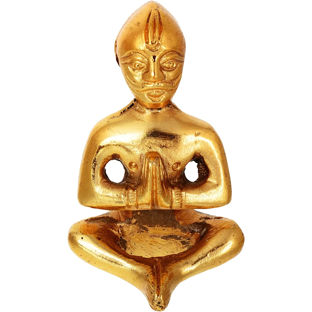 Brass Lord Vastu Purush Idol (4cm x 3.5cm x 6cm, Golden).