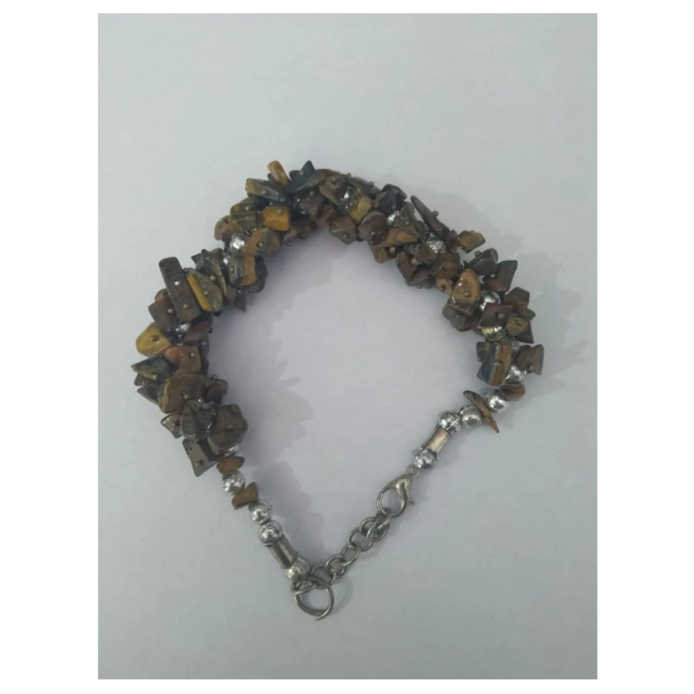 Natural Tiger Eye Crystal Stone Chip Adjustable Bracelet For Unisex.
