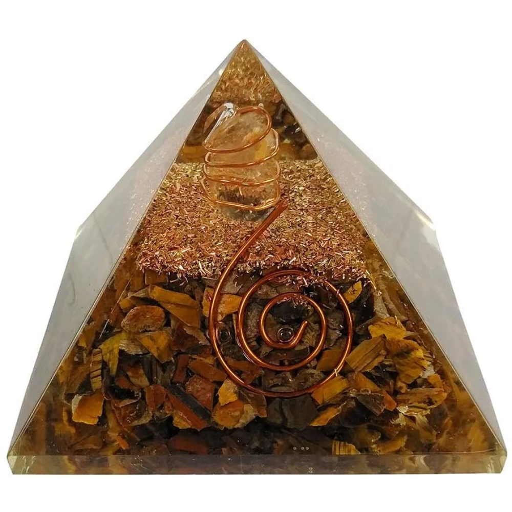 Orgone Pyramid - Tiger Eye Crystal for Orgone Energy Generator.