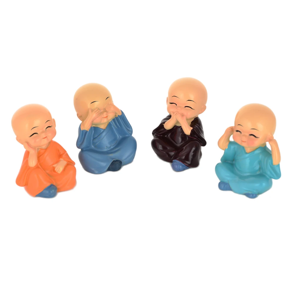 FengShui Spreading Smiles 4 Monks Buddha Figurines (Set Of 4 in Multicolour).
