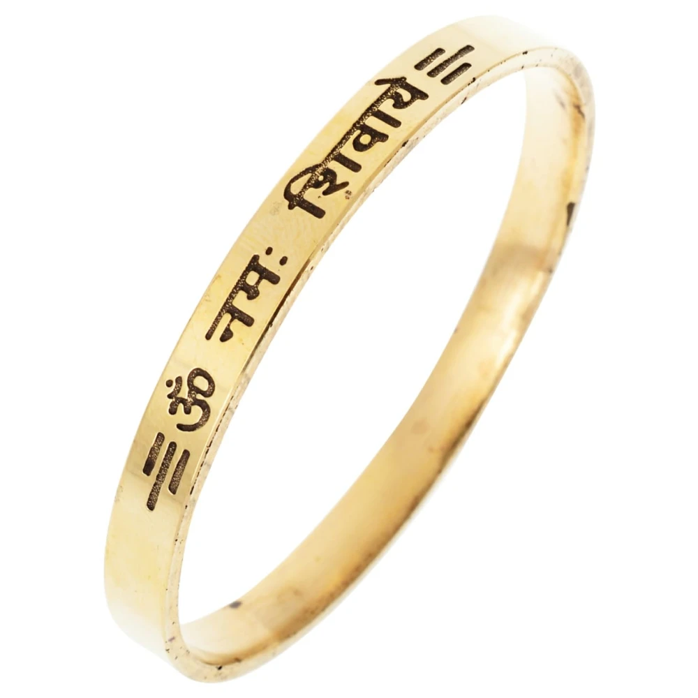 Gold Plated OM NAMAH SHIVAY Kada For Unisex (Size:3 Inche) Golden.
