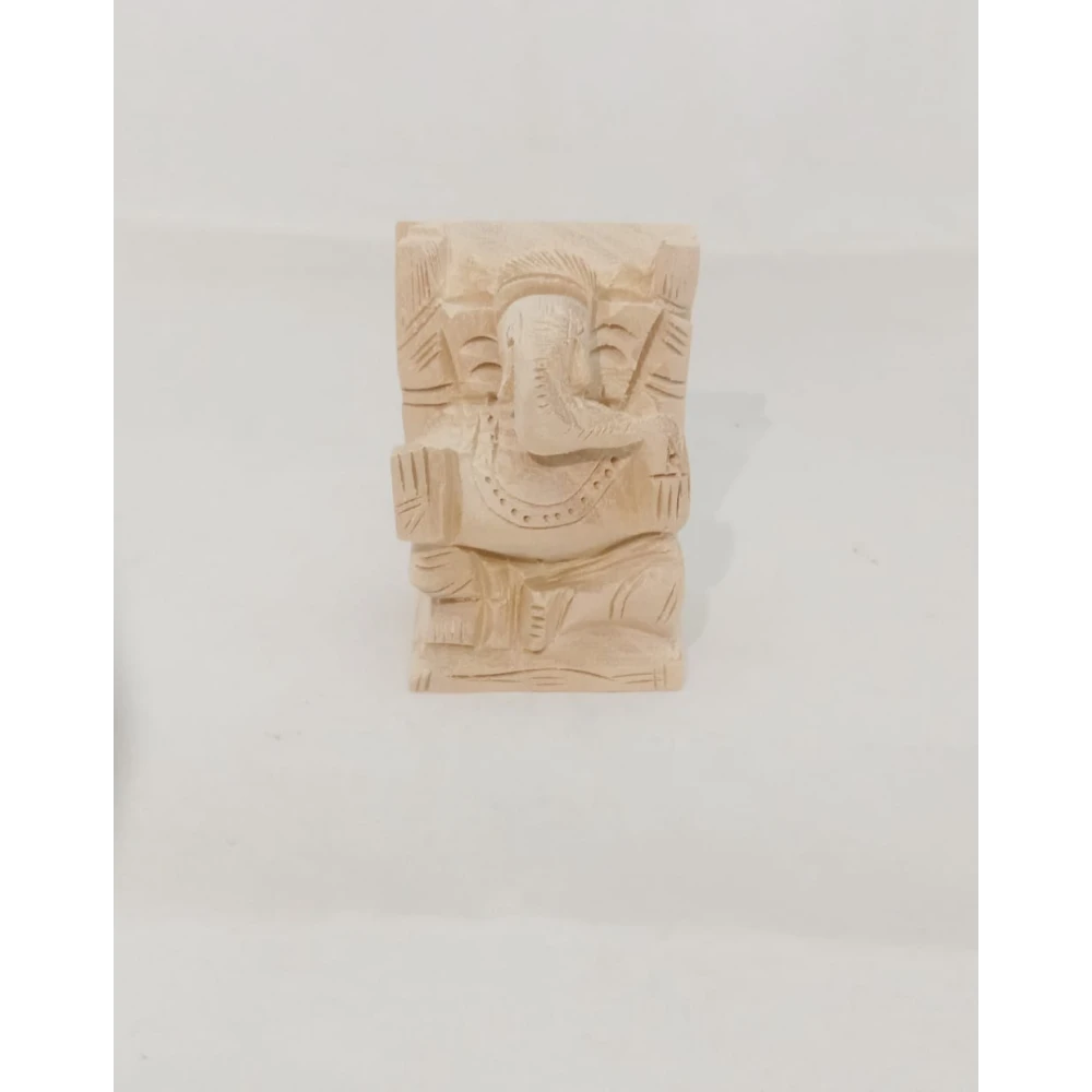 Savan Wood Carved  Statue Of LORD GANESHA Hand Carved Idol Decorative  Showpiece