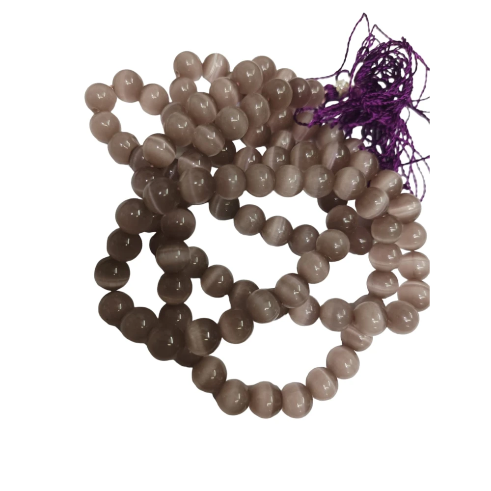 Natural Purple Selenite Stone Prayer Mala -8 MM 108+1 Beads Jaap Mala For Meditation With Certificate (45 x 2 x 1 cm).