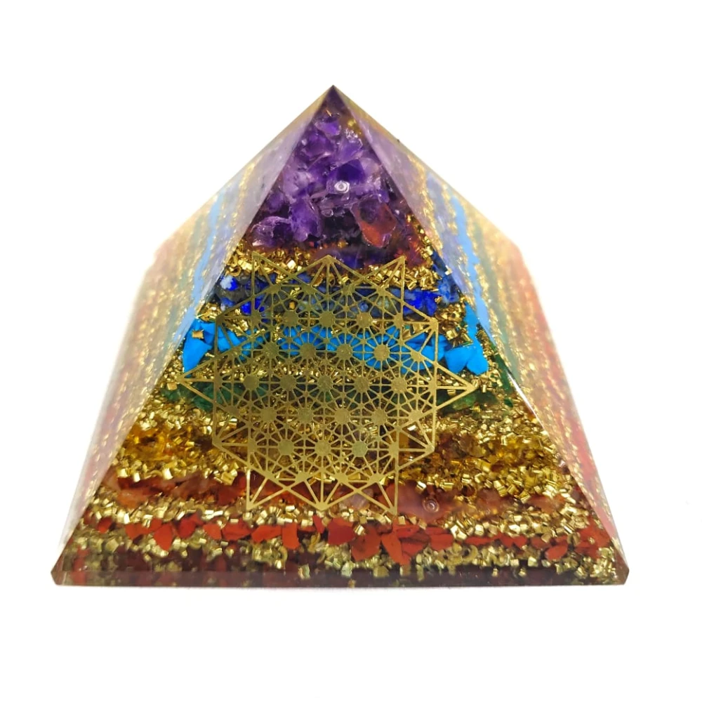 7 Chakra Multi Stone Orgone Pyramid Energy Stone For Stress Relives.