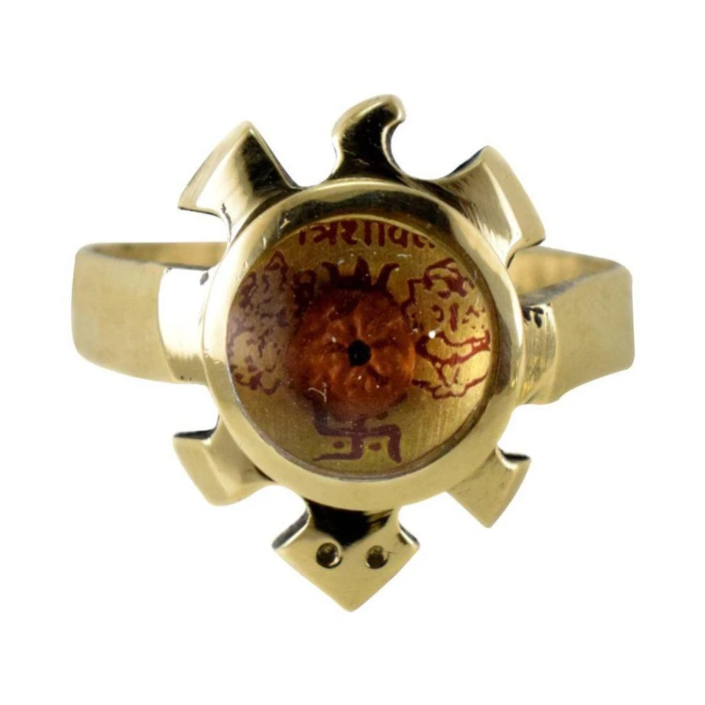 Asht Dhatu Turtle Ring With Rudraksha- Lakshmi- Ganesh -Trishakti Finger ring.