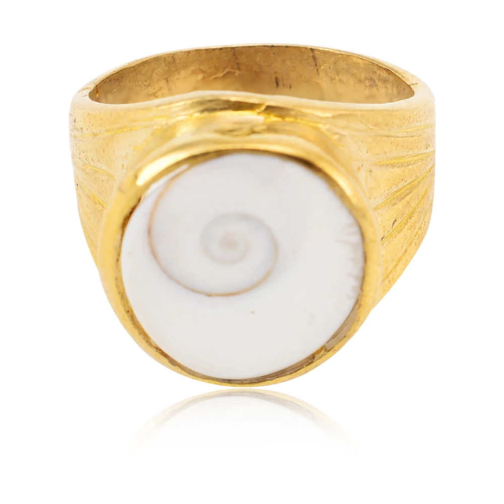 NATURAL Gomti Chakra Stone Brass Ring For Unisex For Prosperity.