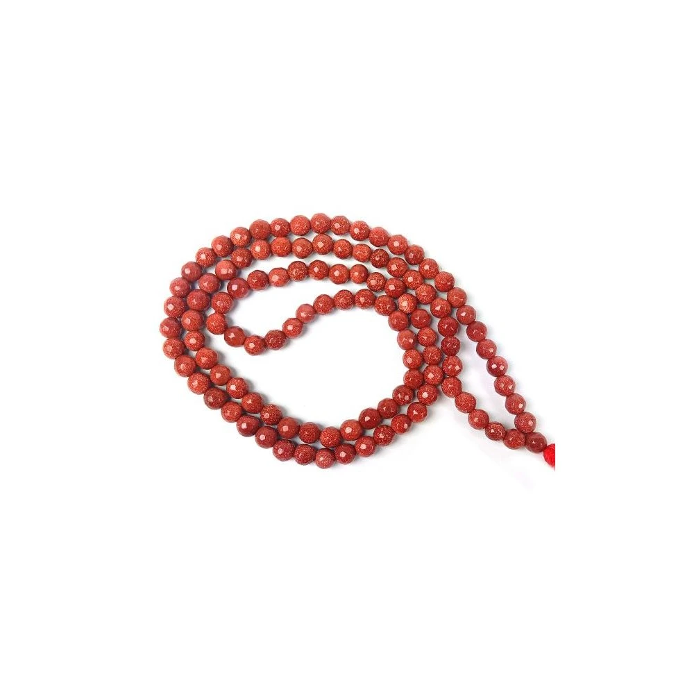 Natural Red Jasper 6mm Stone With Diamond Cut Prayer Rosary.