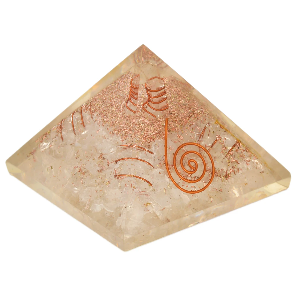 Crystal White Orgone Pyramid - Orgone Reiki Pyramid Kit - EMF Protection.