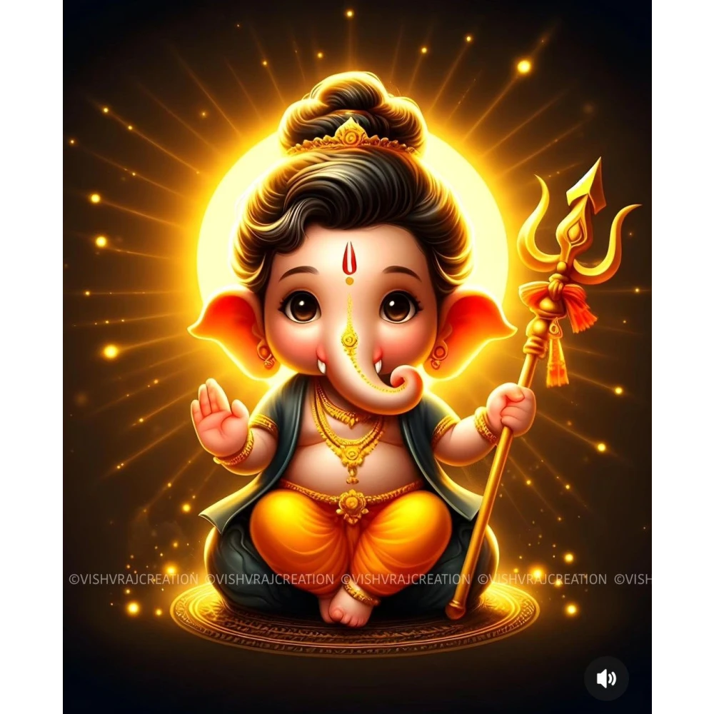 Traditional Lord Ganesha Poster for Home & Temple – 15x17 Inches"