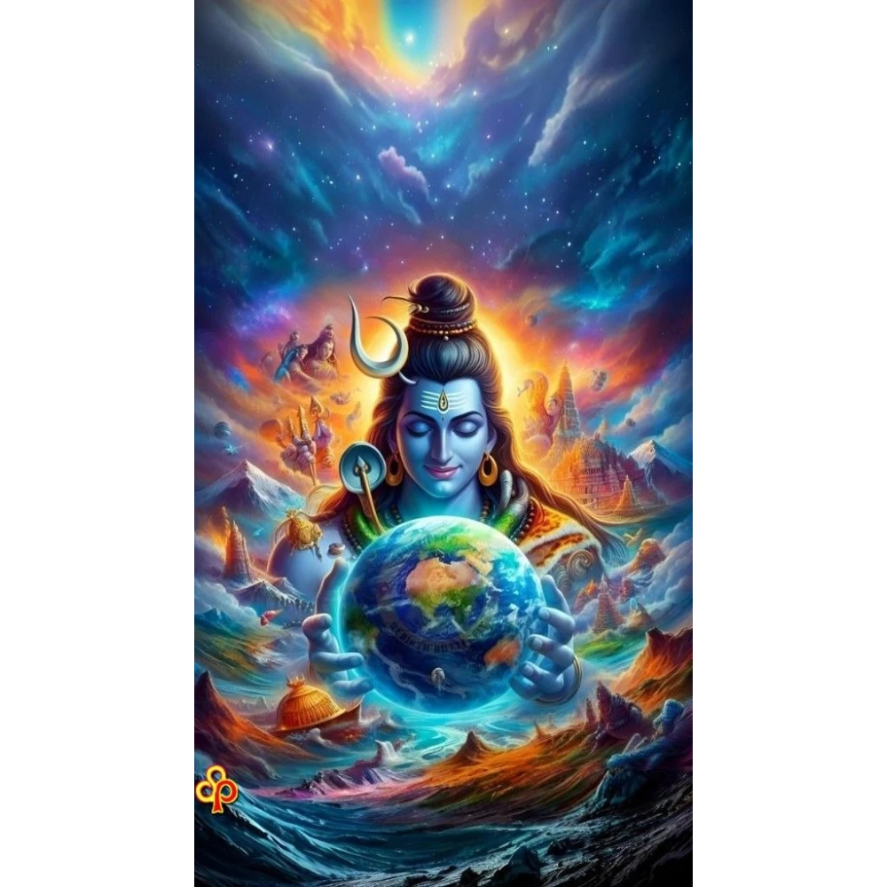 Shiva Lingam Devotional Art Poster | 15x17 Inches
