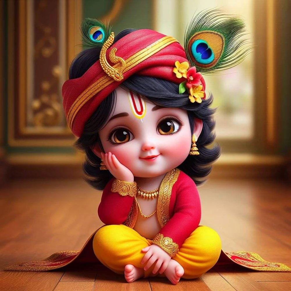 Krishna in Divine Bliss Poster | 15x17 Inches"