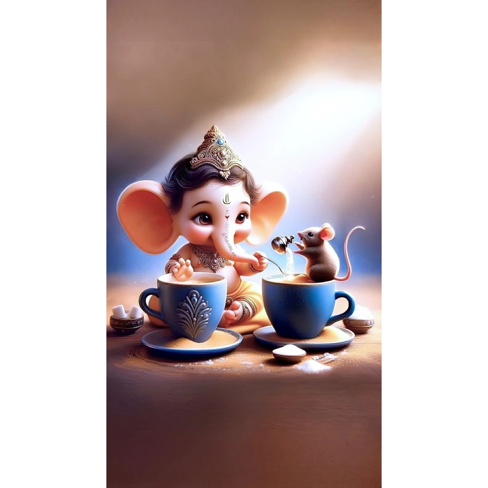 Vibrant Lord Ganesha Poster for Home Decor – 15x17 Inches"