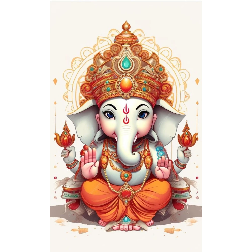 Blessings of Ganesha: Vibrant Poster for Home Decor – 15x17 Inches"