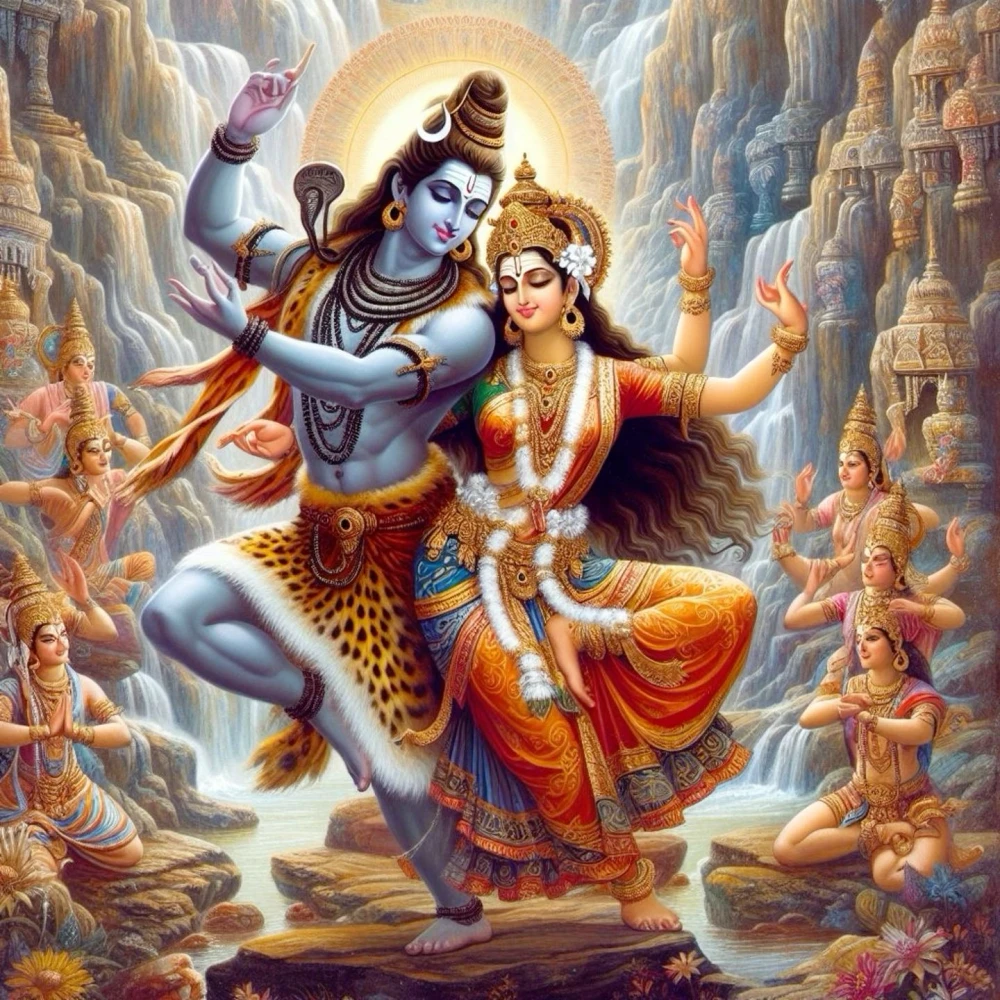 Cosmic Shiva and parvati  Tandava Dance Poster | 15x17 Inches"