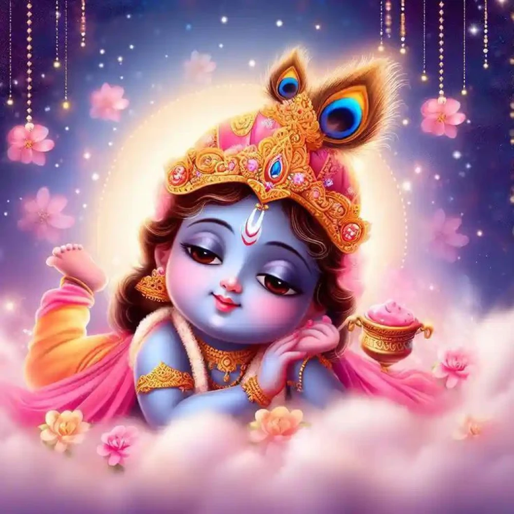 Cute little Krishna  Poster | 15x17 Inches"