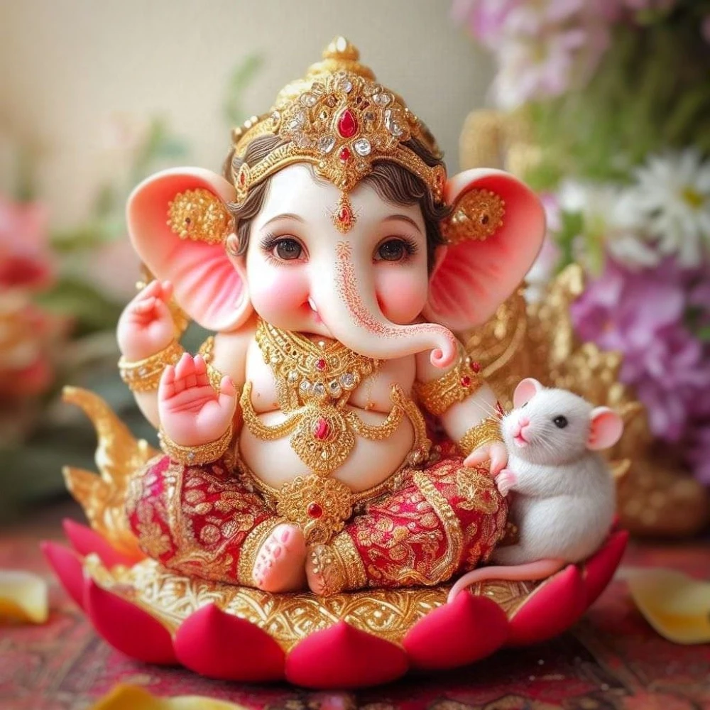 Serene Lord Ganesha on Lotus – 15x17 Inch Poster"