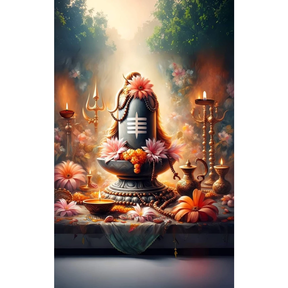 Sacred Shivling Poster – Lord Shiva Blessings | 15x17 Inches"