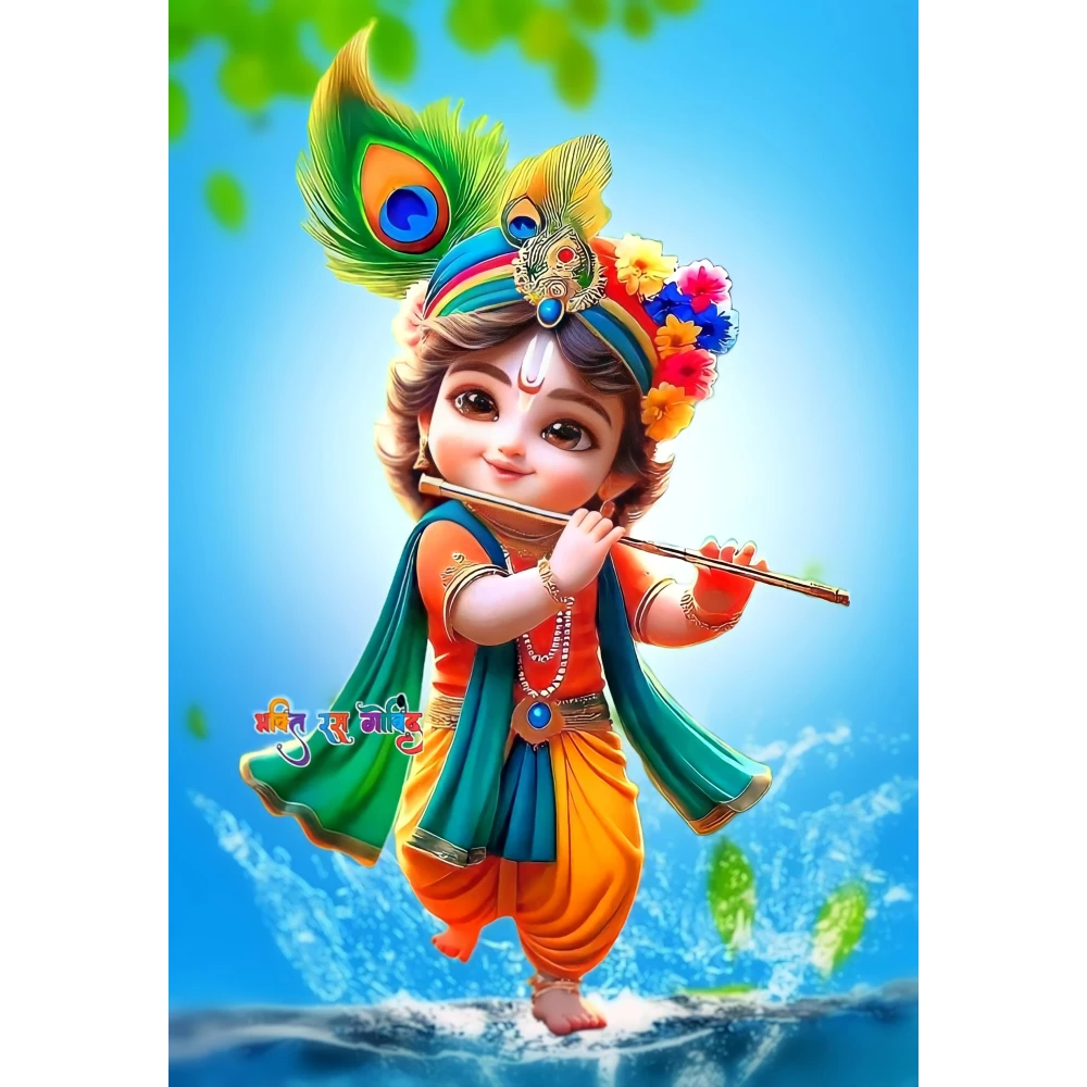 Krishna's Divine Flute Melody Poster | 15x17 Inches"