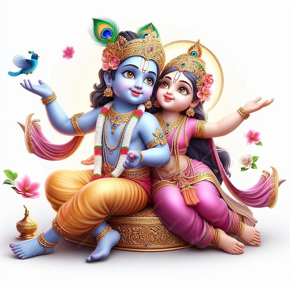 Krishna and Radha in Divine Union Poster | 15x17 Inches"