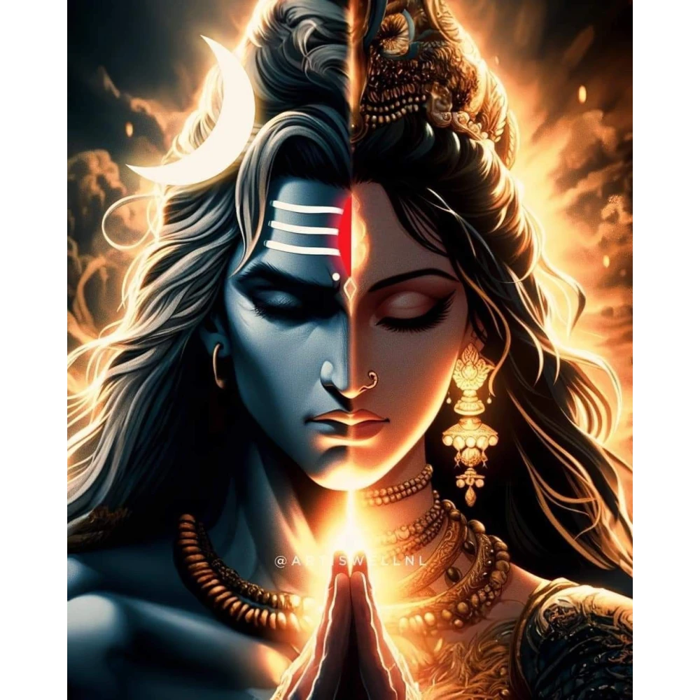 Lord Shiva and Parvati Sacred Love Poster – 15x17 Inches"