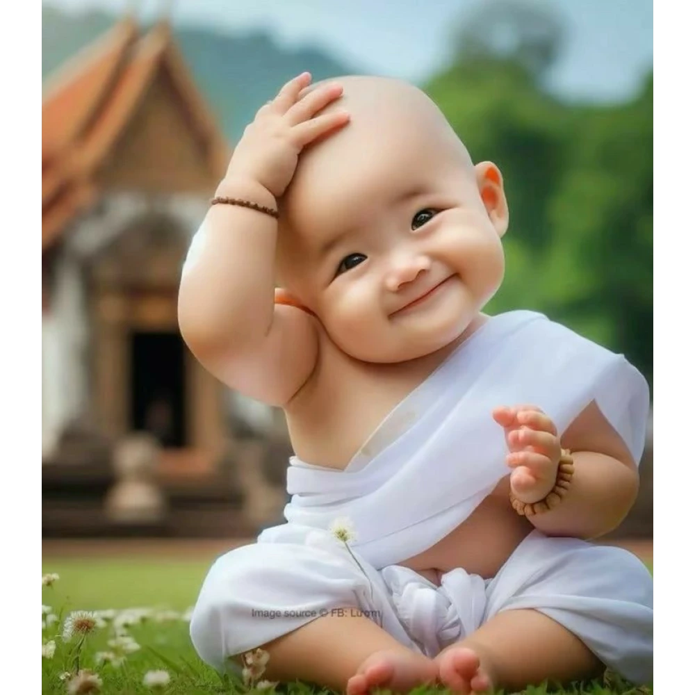 Cute Baby Sitting on Grass – 15x17 Inch Poster"