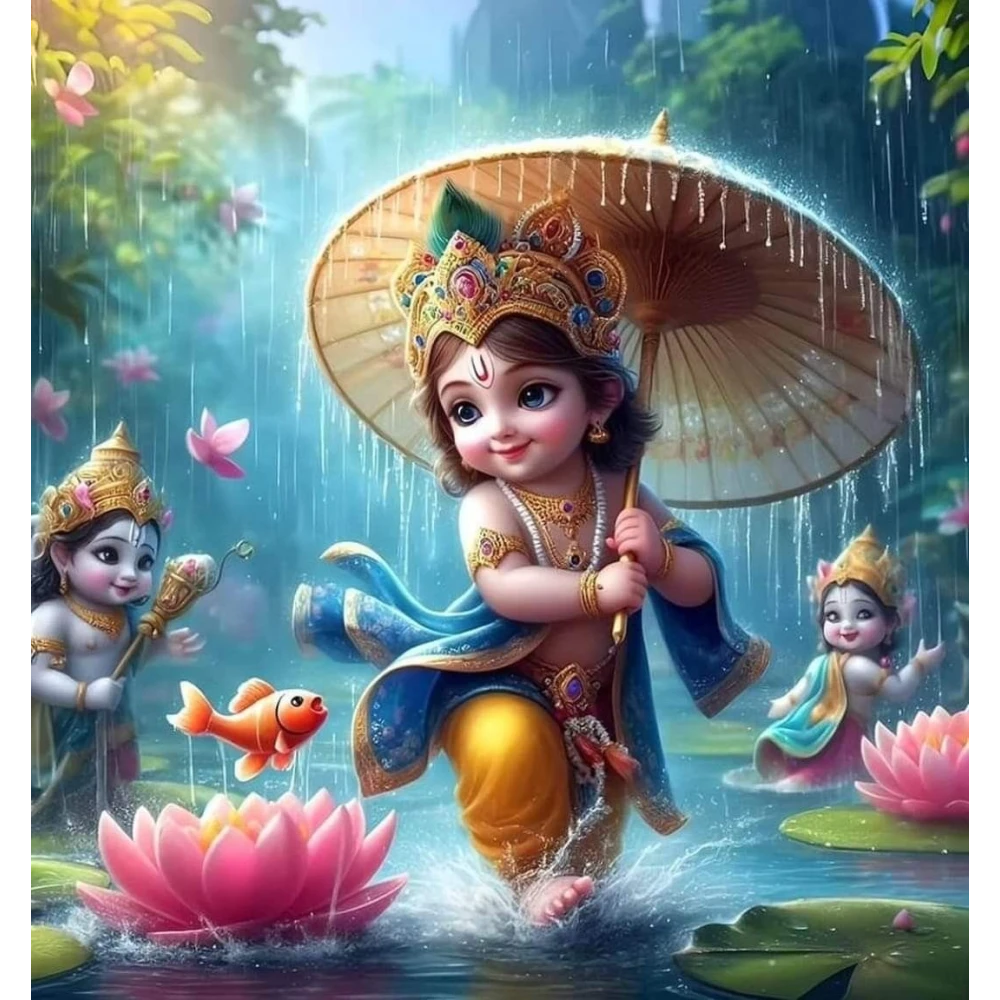 Krishna with the Gopis' Love Dance Poster | 15x17 Inches"