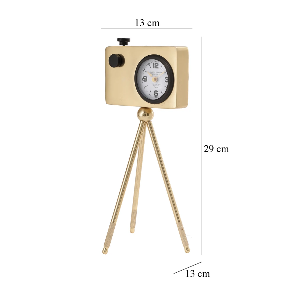 Cameratic Table Clock in Gold & Black