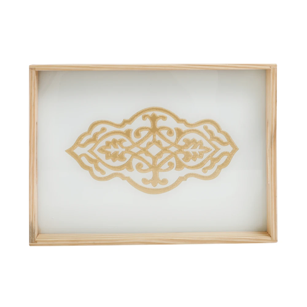 Zamora Embossed Glass serving Tray in Black & White