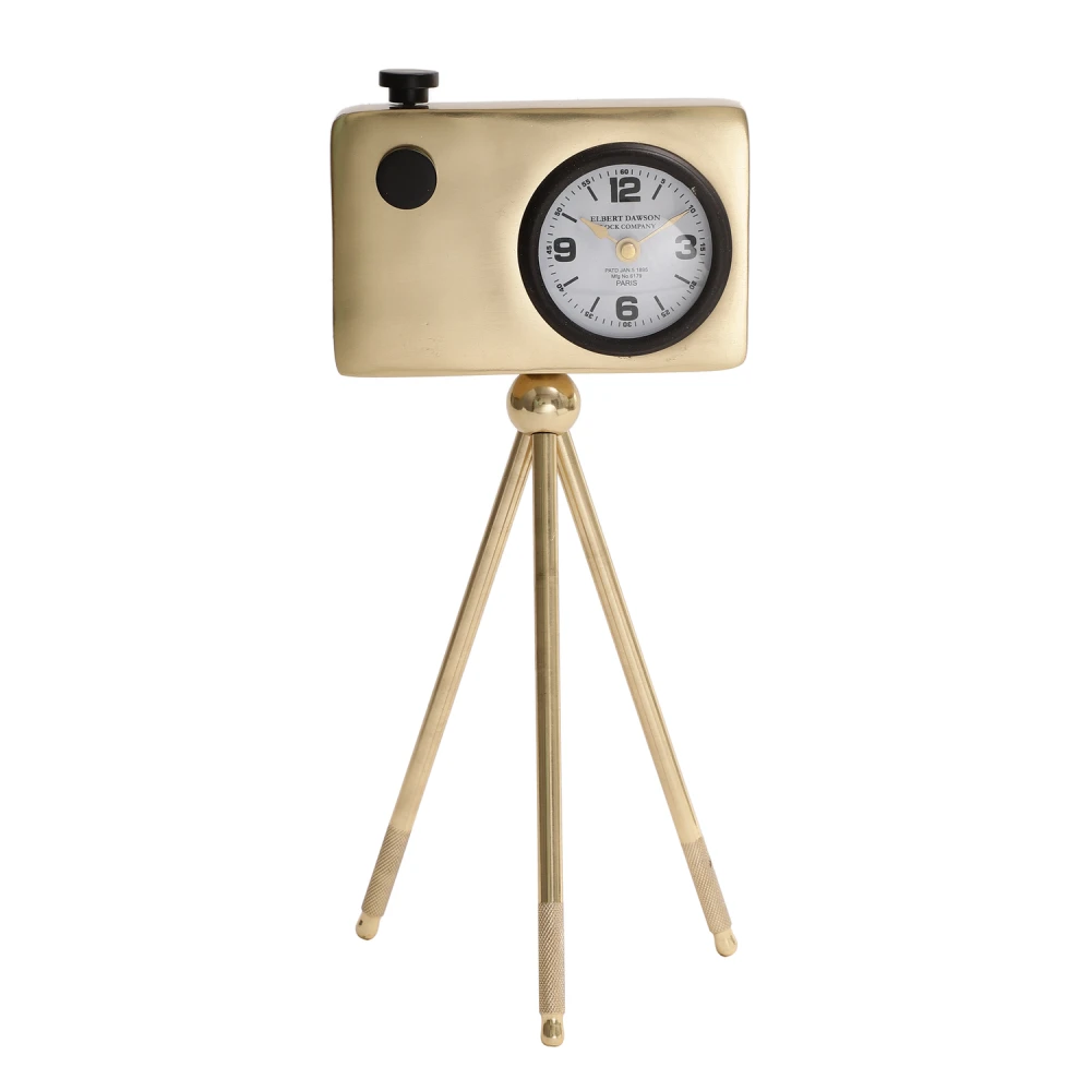 Cameratic Table Clock in Gold & Black