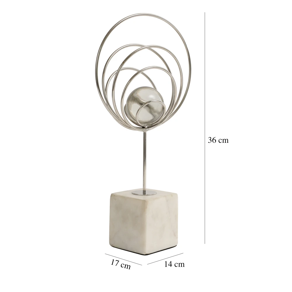 Aurora Rings Crystal Ball Sculpture in Silver & Gold Color