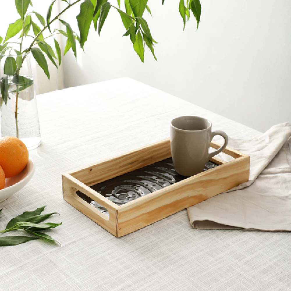 Duran Black Spiral Serving Tray in Black & Blue