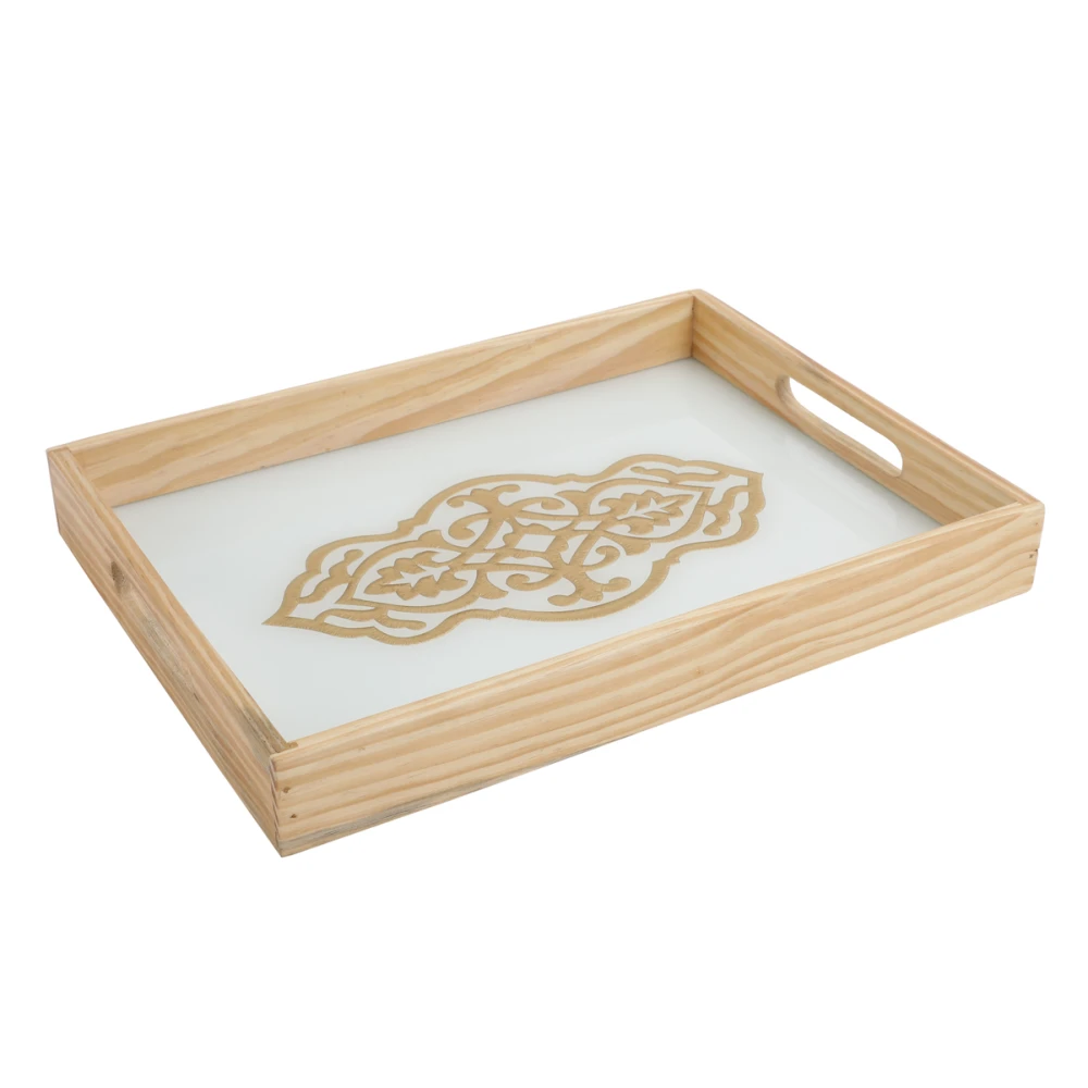 Zamora Embossed Glass serving Tray in Black & White