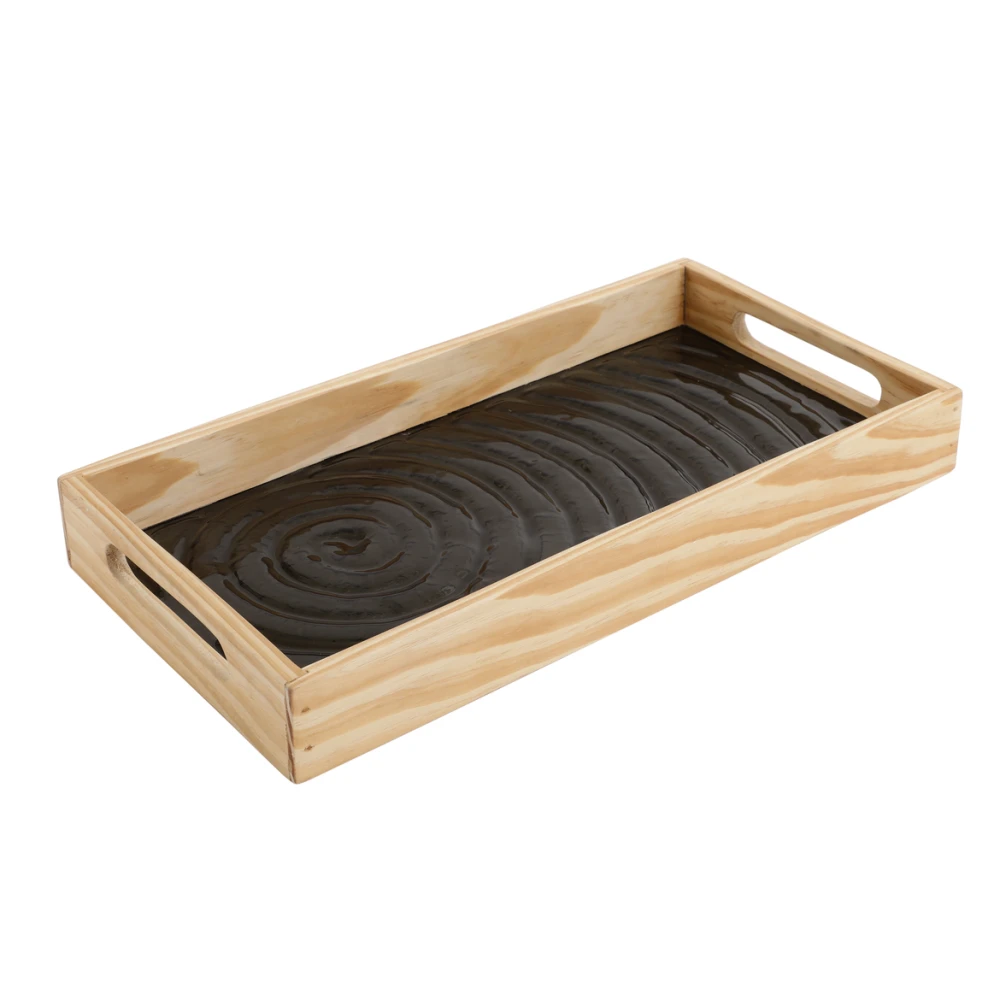 Duran Black Spiral Serving Tray in Black & Blue