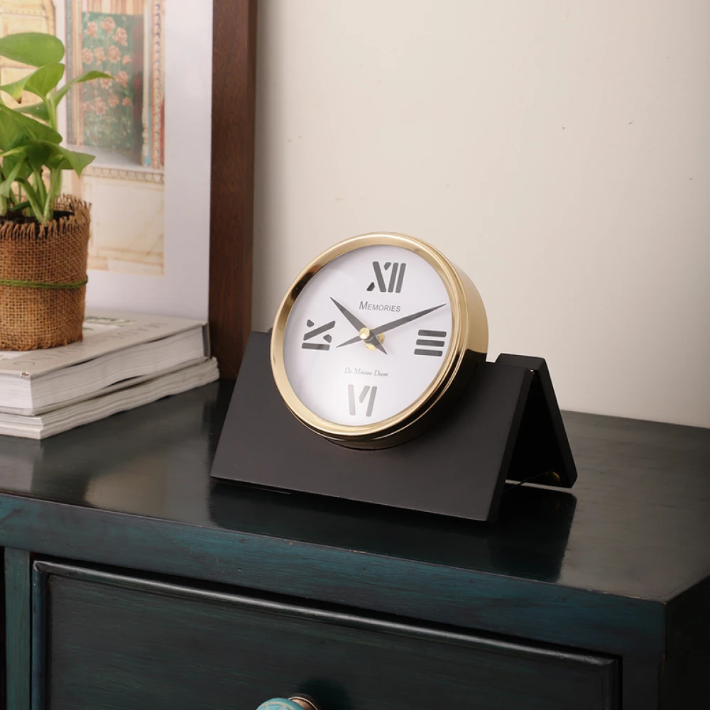 Varner Table clock in Silver & Gold Black