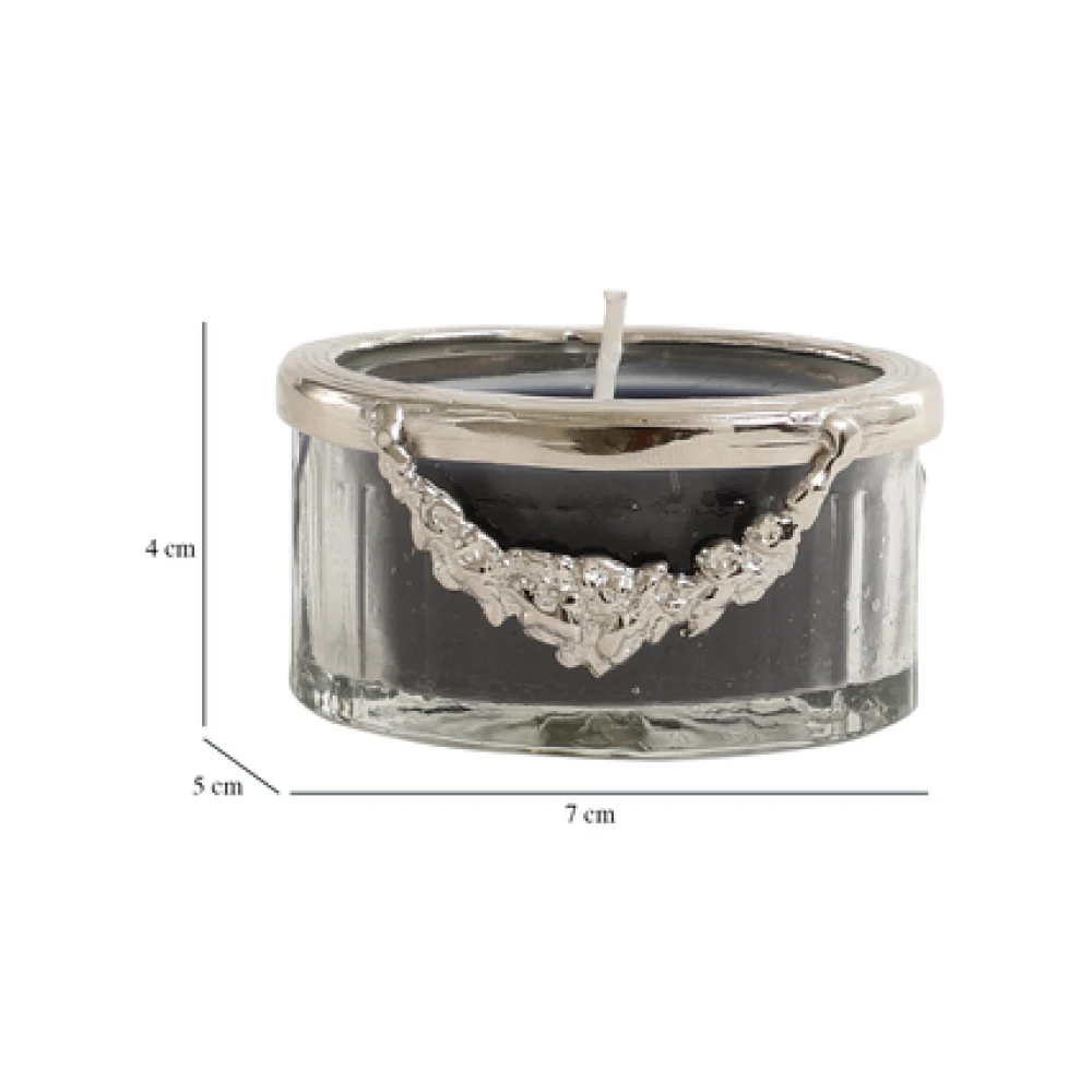 snowy whisper white scented candle jar with silver Ring