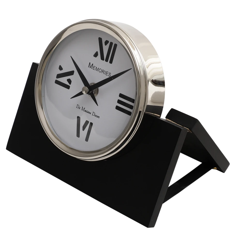 Varner Table clock in Silver & Gold Black