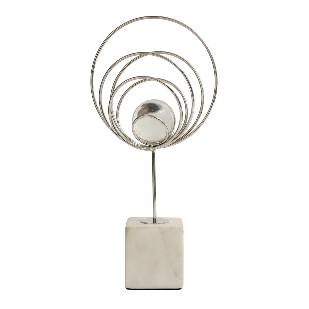 Aurora Rings Crystal Ball Sculpture in Silver & Gold Color