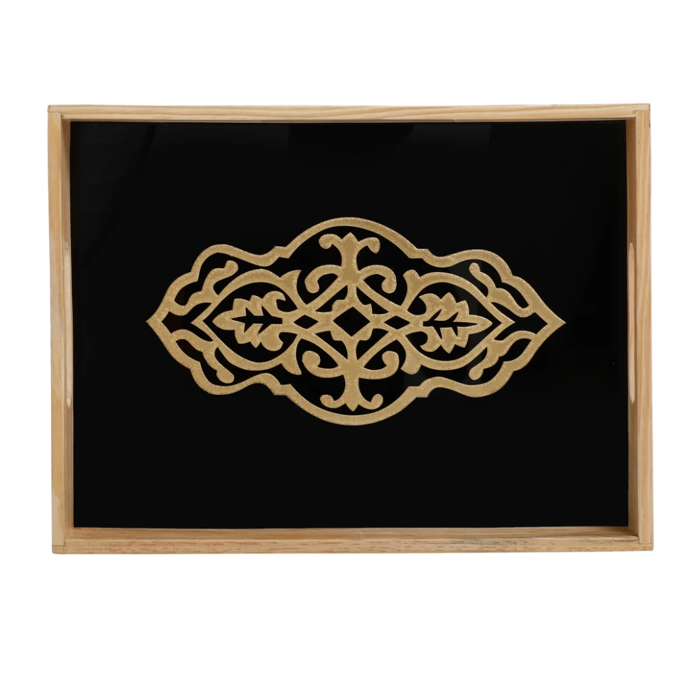 Zamora Embossed Glass serving Tray in Black & White