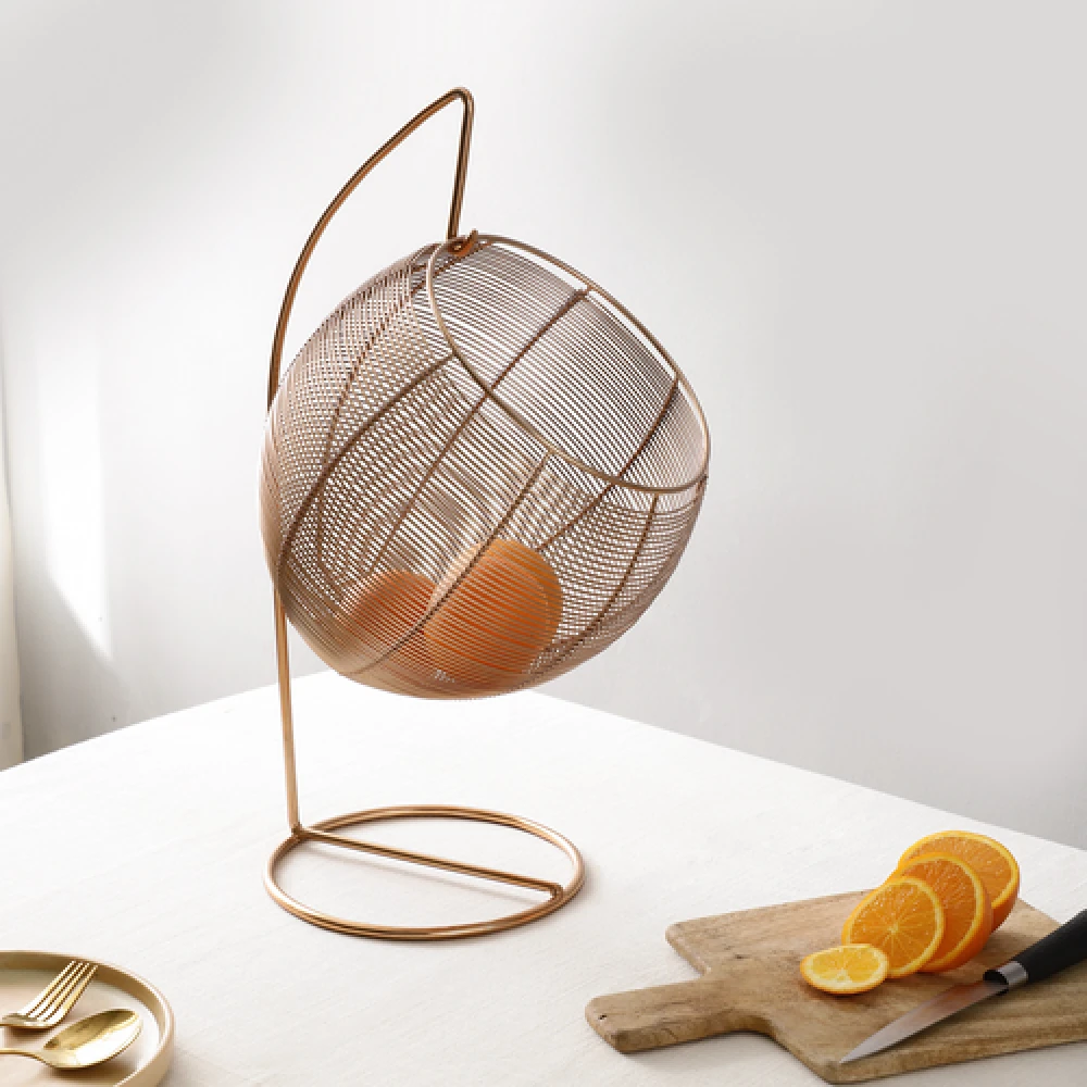 Skye's Fruit & Bread Basket in Gold finish & Yellow