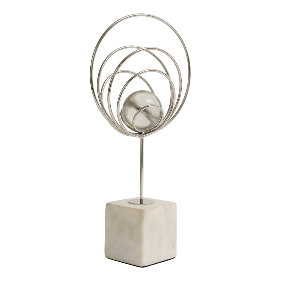 Aurora Rings Crystal Ball Sculpture in Silver & Gold Color
