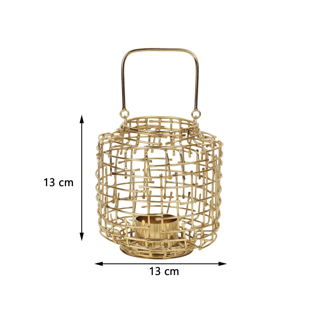 Basketweave Gold & Black Tea Light Holder
